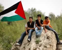 Gambar anak kecil pegang bendera palestina