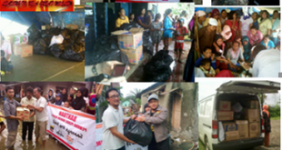 Posko Pemuda Peduli Banjir menerima dan menyalurkan nasi bungkus, sembako,obat-obatan, keperluan bayi dan wanita serta air mineral
