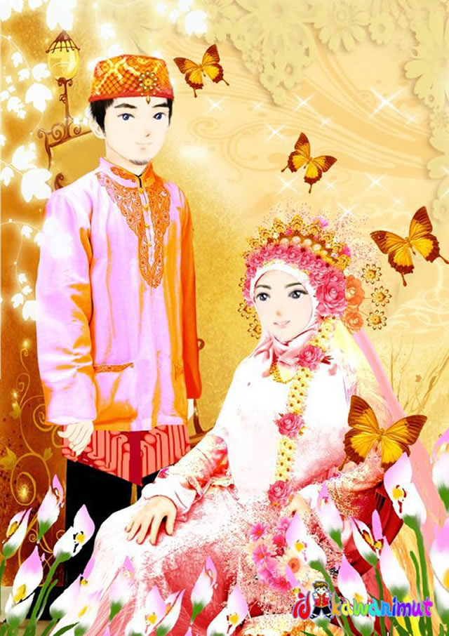  Gambar  Anime Pernikahan  Muslim Foto  Gaun