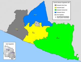 Ilustrasi - Peta wilayah administratif Provinsi DI Yogyakarta. (wikipedia)