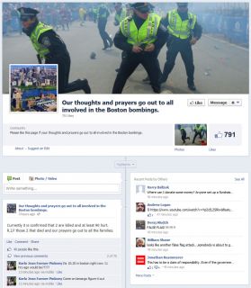 Cuplikan Fans Page Facebook "BostonBombing1542013". (facebook)