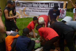 Pemotongan hewan Qurban PIP Malaysia (foto: PIP Malaysia)