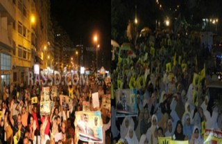 Warga melakukan demo malam hari, menuntut dihentikannya pemerintah kudeta dan kekejamannya (ikhwanonline)