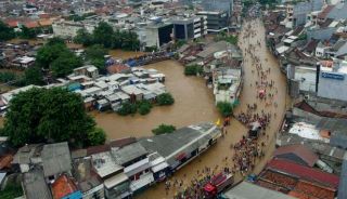 Kondisi Banjir Jakarta terpantau dari udara. (Foto: viva.co.id)