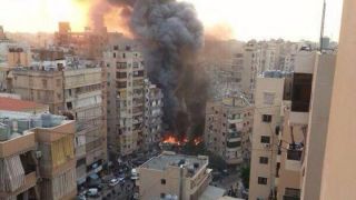 Ledakan di selatan Beirut, Kamis (2/1/2014) sore (france24)