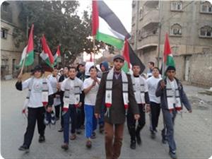 Aksi Solidaritas untuk  Suriah oleh para Penghafal Quran di Gaza (Foto: pip)