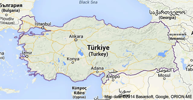 Ilustrasi - Peta Turki. (Foto: Google)