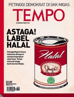 Cover Majalah Tempo bergambar Babi dan Label Halal MUI - Foto: chirpstory.com