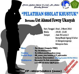 Flyer Pelatihan Shalat Khusyuk (Foto: YISC Al-Azhal)