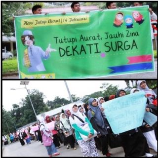 Aksi Hari Tutup Aurat (HTA) di wilayah Institut Perntanian Bogor  (Foto: Tatu Kulsum/Kastrat LDK Al-Hurriyyah IPB) 