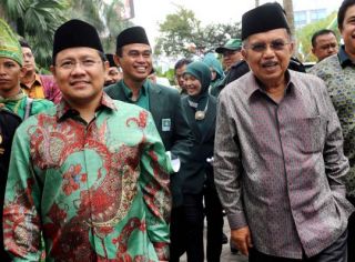 Jusuf Kalla dan Muhaimin Iskandar saat deklarasi Pencapresan di Banjarmasin (Foto:merdeka.com)