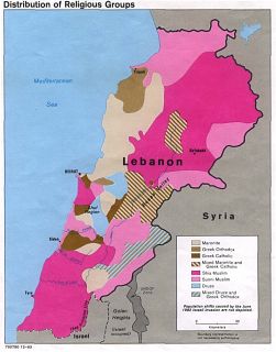 Peta Libanon sesuai dengan agama dan etnik yang ada (herro.com)