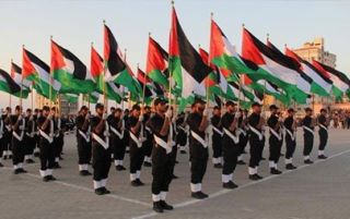 Upacara wisuda angkatan kepolisian baru Palestina di lapangan Yarmuk Jalur Gaza (paltimes)