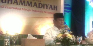 Prabowo Subianto saat menghadiri tanwir tahunan Muhammadiyah, Sabtu (24/5/2014) - (kompas.com)