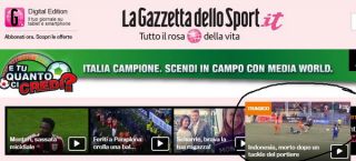 Video insiden yang menyebabkan meninggalnya Striker Persiraja Banda Aceh terpampang pads situs resmi La Gazetta dello Sport - (okezone.com)