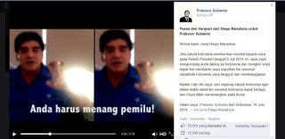 Video dukungan legenda Argentina Diego Maradona kepada Capres Prabowo Subianto.  (facebook.com/PrabowoSubianto)