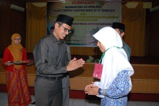 Gubernur Sumbar, Irwan Prayitno membuka kegiatan  Musabaqoh Qira'atil Kutub tingkat Provinsi Sumatera Barat.  (Erwin FS)
