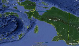 Ilustrasi - Peta Provinsi Papua Barat dan Provinsi Papua. (Google Earth)