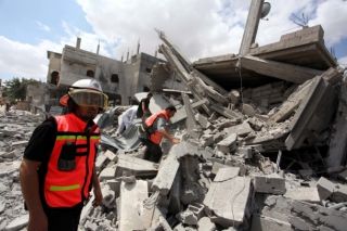 Reruntuhan bangunan di Jalur Gaza akibat agresi militer Israel (Safa.ps)