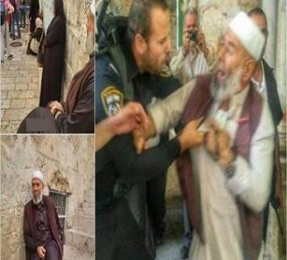 Zionis Israel melarang kakek tua ini beribadah di dalam masjid Al-Aqsha (islammemo.cc)