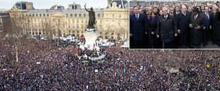 Puluhan pemimpin dunia turut dalam aksi longmarch di Paris. (Islammemo.cc)