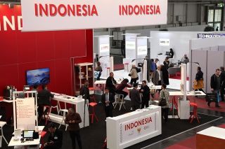 Paviliun Indonesia di arena CeBIT Hannover Jerman, 16-20 Maret 2015. Ada 12 perusahaan Indonesia yang ikut serta dalam kegiatan pameran IT terbesar dunia tersebut (ICK)