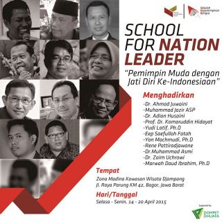 Pelatihan School for Nation Leader yang bertemakan “Pemimpin Muda dengan Jati Diri Ke-Indonesiaan” di Zona Madina Kawasan Wisata Djampang, Parung, Bogor pada hari Selasa (14/4/2015). (anw/skb)