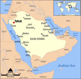 Ilustrasi. Peta daerah Tabuk di Arab. (wikipedia.org)