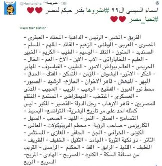 Akun twitter salah seorang pendukung As-Sisi yang lecehkan Asmaul Husna. (islammemo.cc)