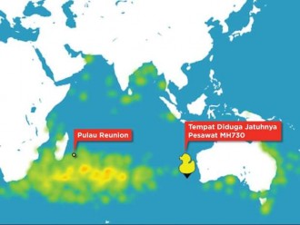 Pergerakan benda di Samudera Hindia berdasarkan simulasi arus laut di situs adrift.org.au (CNN)