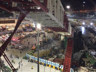 Bagian crane yang roboh menimpa Masjidil Haram. (Islammemo.cc)