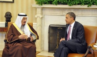 Raja Salman dan Baracak Obama dalam KTT AS-Saudi. (safa.ps)