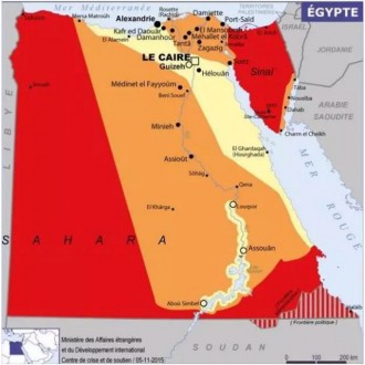 Peta Mesir yang diberi warna merah oleh Perancis. (egyptwindow.net)