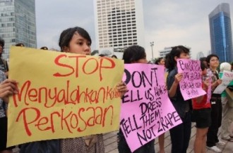 Aksi unjuk rasa menolak pelecehan seksual terhadap perempuan (inet).  (republika.co.id)