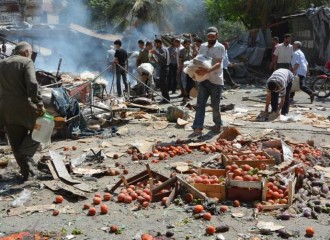 Serangan pesawat Rusia di pasar rakyat di Suriah. (alaan tv)