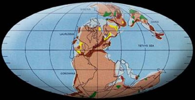 Gambar 5. Daratan Pangaea yang merupakan asal mula semua daratan di Bumi. (University of Washington / astronet.ru).