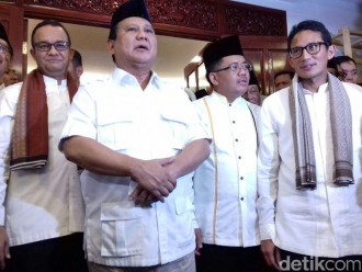 (kiri ke kanan): Anies Baswedan, Prabowo Subianto, M Sohibul Iman, Sandiaga S. Uno. (detik)