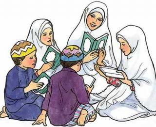Ilustrasi - Muslimah didik anak (photobucket.com - Dianputeri)